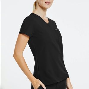 Jaanuu Women’s 3-Pocket V-Neck Scrub Top Black Sz S NWT J96181